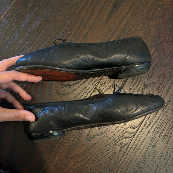 Chanel Cambon black flats oversized double logo quilted ballet flat size 40 - Picture 15 of 16